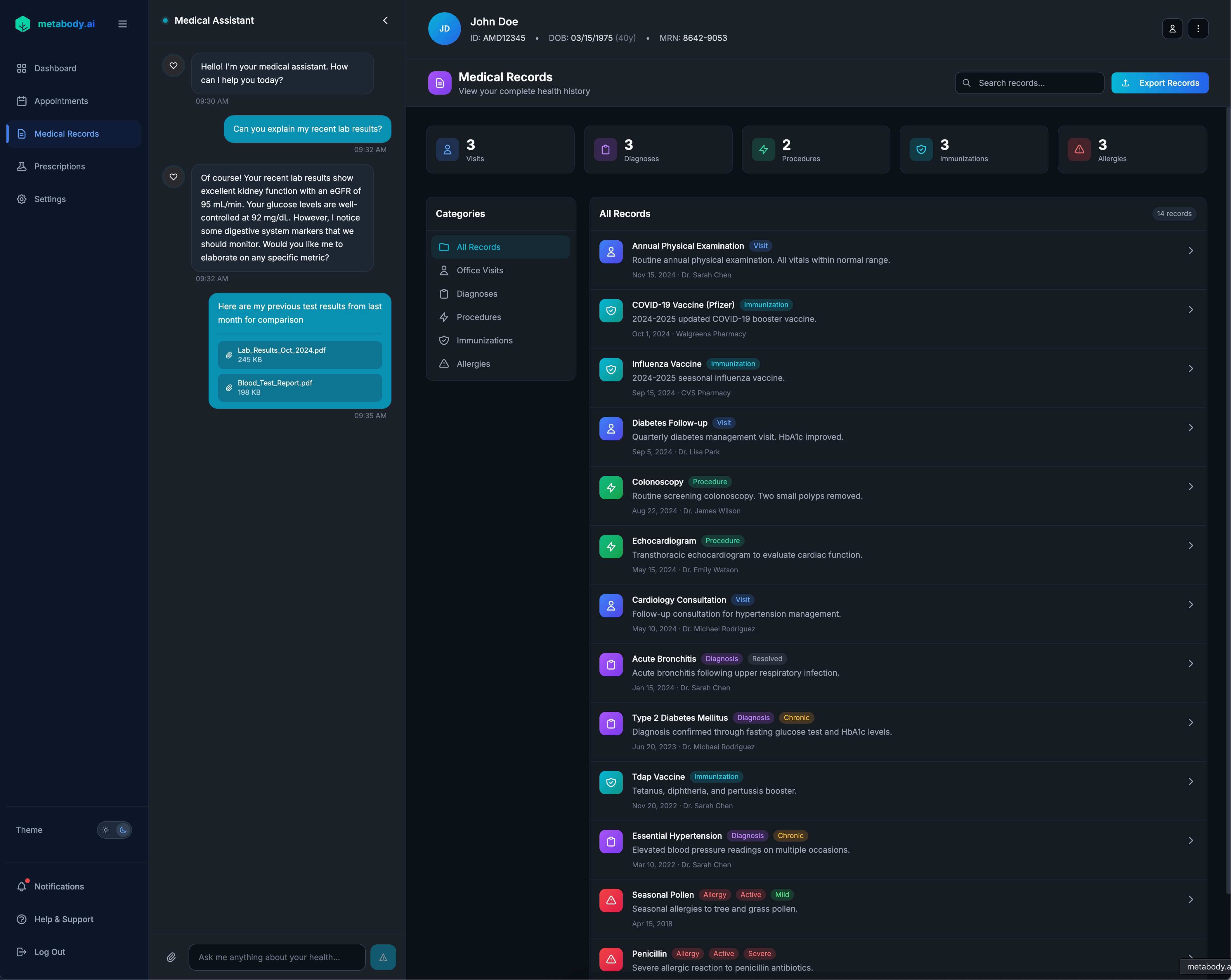 Metabody.ai Medical Records